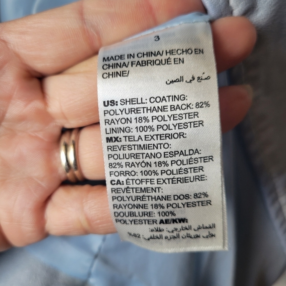 Chico's Jacket 3 Light Blue Faux Leather Zip Cafe Racer Motorcycle Biker Women 3 - Picture 9 of 12